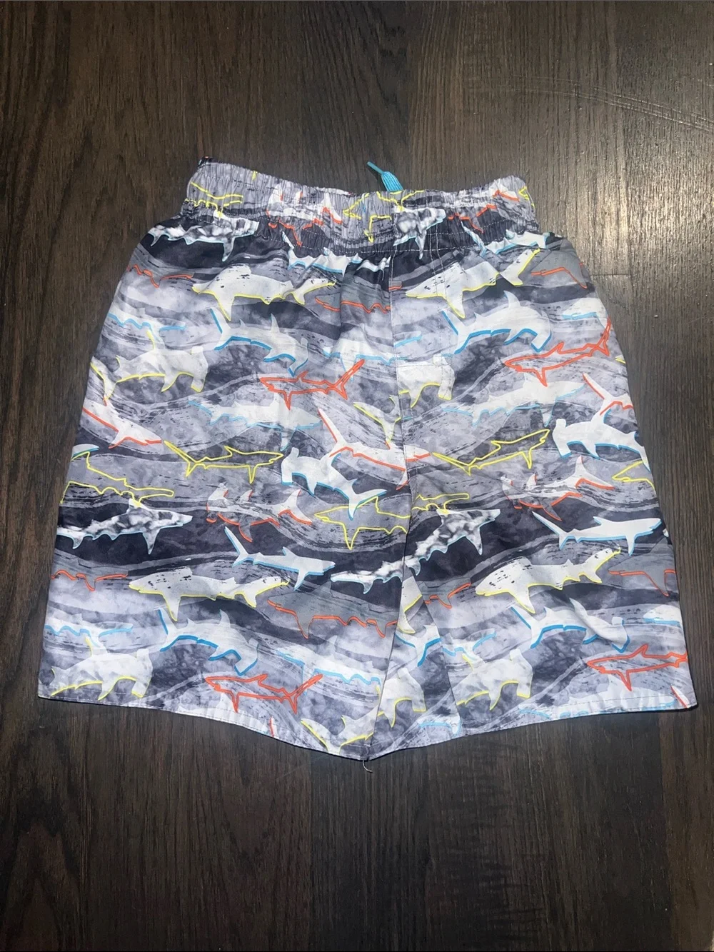 Laguna B Kids Gray & White Rashguard Set with Shark Print Shorts Size- 10-12